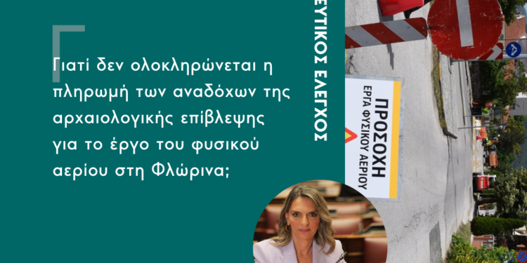 Ερώτηση της Πέτης Πέρκα για την μη ολοκλήρωση της αποπληρωμής αναδόχων αρχαιολογικής επίβλεψης για το έργο του φυσικού αερίου της Φλώρινας